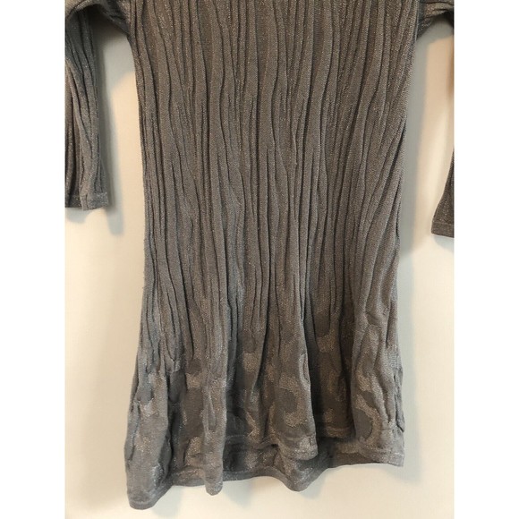 Chico’s Travelers Size 2 (L) Gray Metallic Zebra Cheetah Print Sheer Mini Dress - Picture 7 of 14